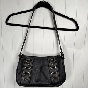 Ultimate Y2K Black Faux Leather Small Shoulder Bag Buckle Hobo Purse Punk Moto